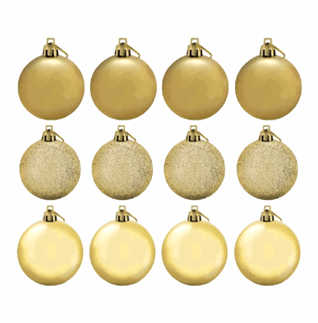 883797 BOLA TUBO MISTA 5CM DOURADA C/12