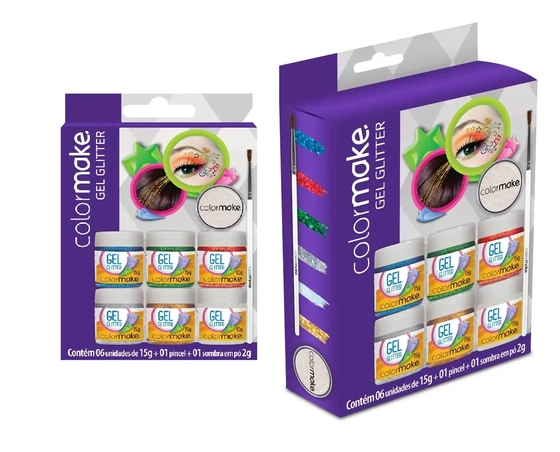 2002 GLITTER GEL 15G+PINCEL+SOMBRA CARTELA C/6CORES
