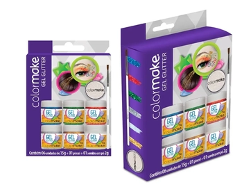2002 GLITTER GEL 15G+PINCEL+SOMBRA CARTELA C/6CORES