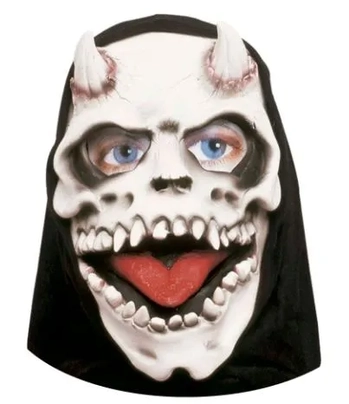 769 MASCARA LATEX C/CAPUZ CAVEIRA C/CHIFRE
