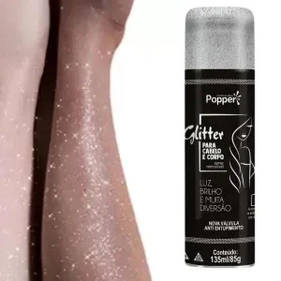 9618-SL SPRAY GLITTER P/CABELO E CORPO PRATA 150ML