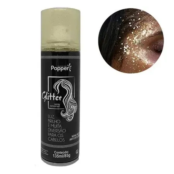 9618-GD SPRAY GLITTER P/CABELO E CORPO OURO 150ML
