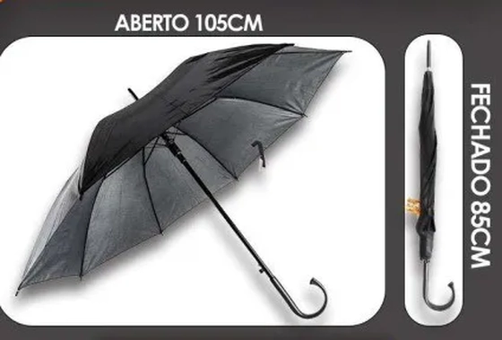 RJS013241 GUARDA CHUVA PORTARIA 8 VARETAS PRETO CB CURVO