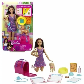 HKD86 BB BONECA BARBIE ADOTA CACHORRINHOS MORENA