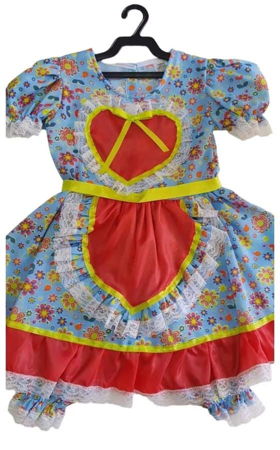 031 VESTIDO JUNINO INFANTIL CORACAO TAM 2