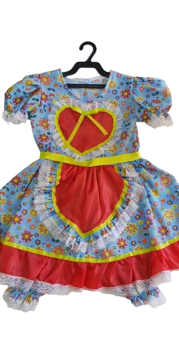 031 VESTIDO JUNINO INFANTIL CORACAO TAM 16