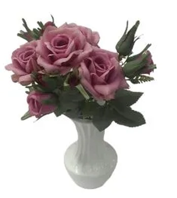 W113-236-02 MINI BUQUE ROSA X7 34CM