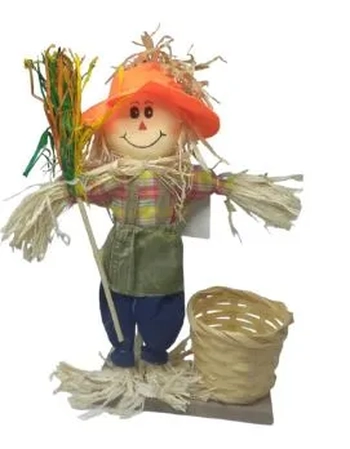 Q19017 ESPANTALHO DE PE C/CESTO 20X33CM