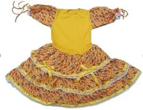 870/P VESTIDO INFANTIL JUNINO AMARELO