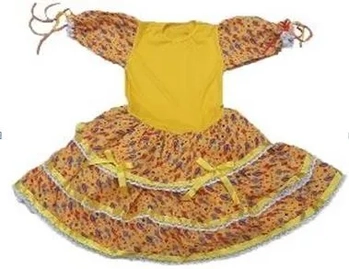 870/P VESTIDO INFANTIL JUNINO AMARELO