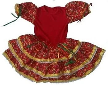 875/M VESTIDO INFANTIL JUNINO VERMELHO