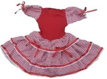 886/G VESTIDO INFANTIL JUNINO XADREZ VERMELHO