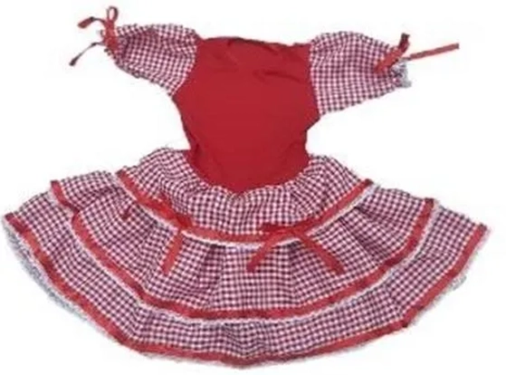 887/P VESTIDO INFANTIL JUNINO XADREZ VERMELHO