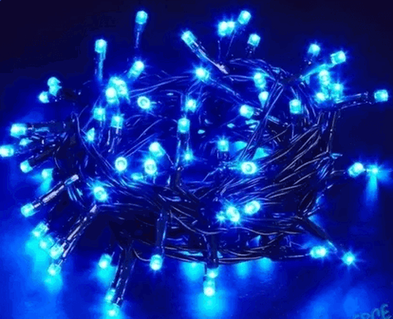 1506 PISCA C/100 LED AZUL 9.7MTS 8FUNCOES FIO VERDE 220V
