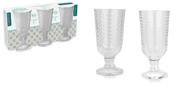 H235 JOGO DE TACAS DE VIDRO C/3 PECAS 200ML