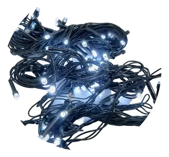 19064 PISCA C/50 LEDS BRANCO FIO VERDE 5MTS 110V