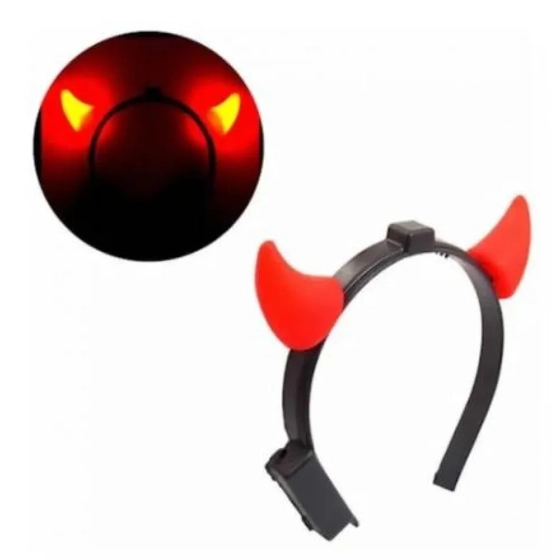 900764 TIARA CHIFRE VERMELHO C/ LUZ