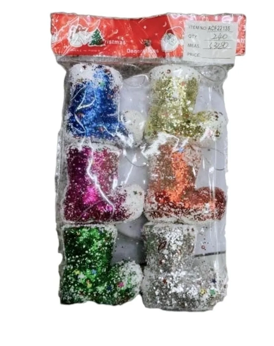 901004 BOTAS PAPAI NOEL C/ GLITTER 6CM C/2