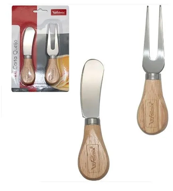 6972 CONJ CORTA QUEIJO C/2 PCS CABO DE MADEIRA