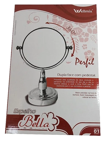 WX4097 ESPELHO DUPLA FACE REDONDO C/PEDESTAL 16.5CM