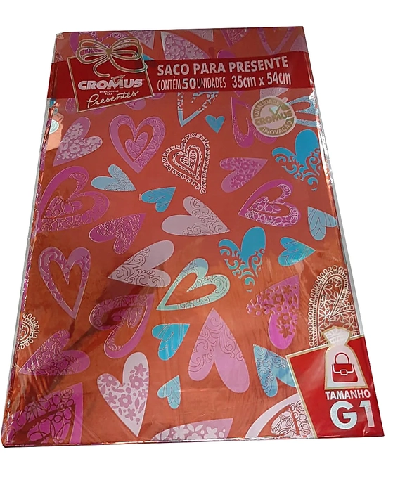 99580051 SACO P/PRESENTE METAL/PEROL 35X54 ROMANTICO C/50