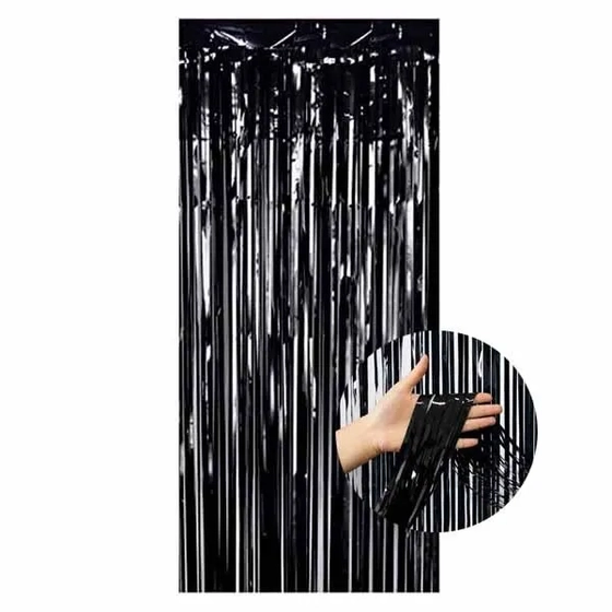 Q19649 CORTINA METALIZADA PRETA 1X1.9M