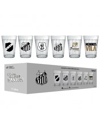 2916037 COPO AMERICANO 190ML C/06 SANTOS-LICENCIADO