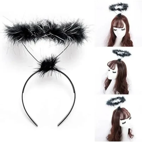 904263 TIARA ANJO PRETA/BRANCA