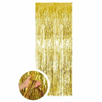 904349 CORTINA METALIZADA DOURADA HOLOGRAFICA 2X1M