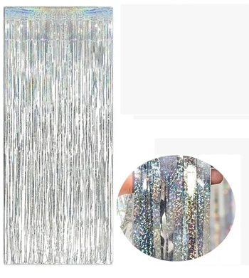 904351 CORTINA METALIZADA PRATA HOLOGRAFICA -2X1M
