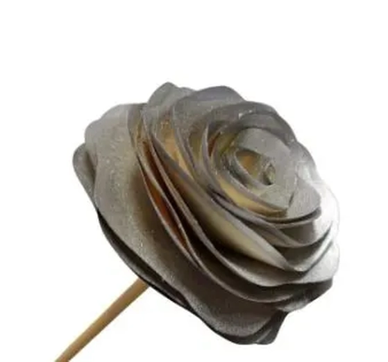 VAR-013PA- PALITO DIFUSOR EM MADEIRAFLOR 25CM COR PRATA