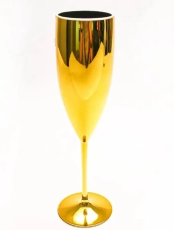 TACA CHAMPANHE DOURADA METALIZADA