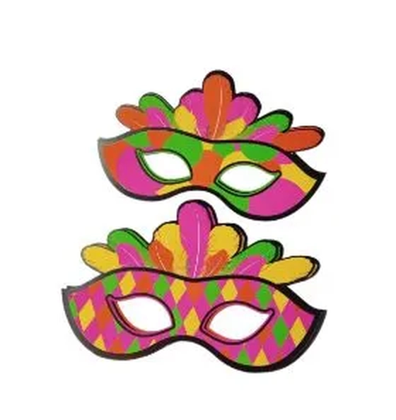 869 MASCARA DE ROSTO CARNAVAL NEOM 21X14CM C/10