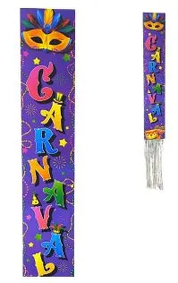 868 FAIXA VERTICAL ROXA CARNAVAL C/FITILHO 24X1,38M