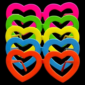 1566 OCULOS CORACAO CHIC NEON LUZ NEGRA C/10