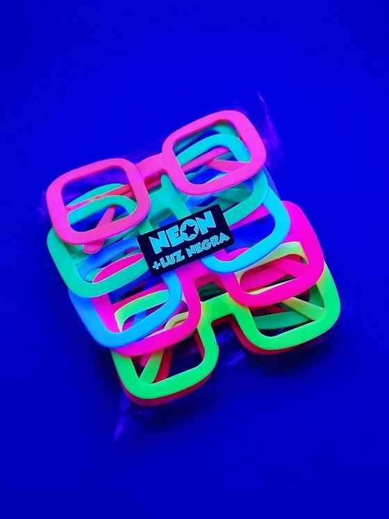 1292 OCULOS QUADRADO CHIC NEON LUZ NEGRA C/10