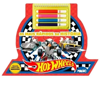 LIVRO COLORIR C/ CANETINHA + ADESIVOS HOT WHEELS
