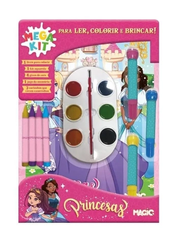 LIVRO MEGA KIT PARA LER, COLORIR E BRINCAR - PRINCESAS