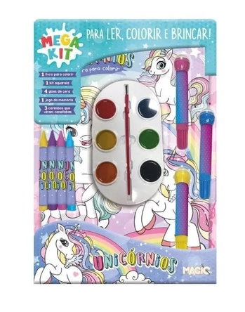 LIVRO MEGA KIT PARA LER, COLORIR E BRINCAR - UNICÓRNIOS