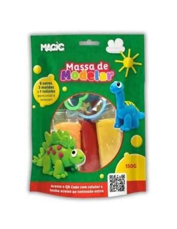 2226A MASSA MODELAR 6 CORES +  3 MOLDES + 1 ROLINHO