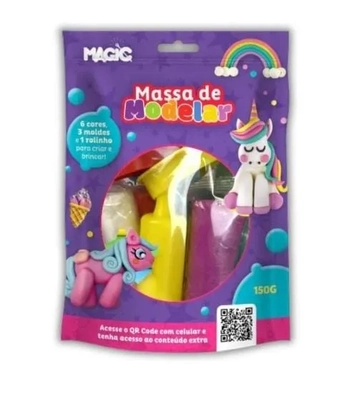 2226B MASSA MODELAR  6 CORES +  3 MOLDES + 1 ROLINHO - UNICO