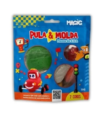 2225A MASSA EVA PULA & MOLDA 7 CORES SORTIDAS - 70G - CARROS