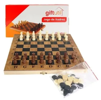 GU5193 JOGO XADREZ 3 EM 1 DE MADEIRA 29CM