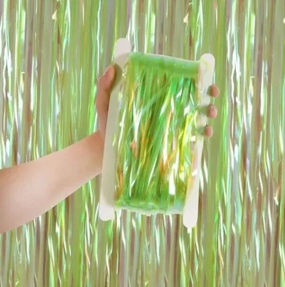 RAF-VC CORTINA DE FITA COR METALIZADA 1X2 MTS VERDE CLARO