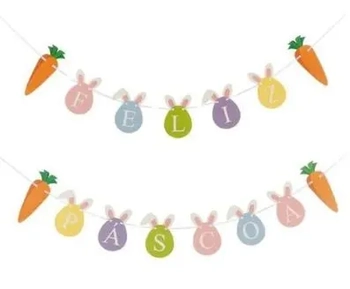 HA414 FAIXA DECORATIVA DE PAPEL FELIZ PASCOA 2M