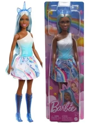 HRR14 BB BONECA BARBIE FANTASIA SAIA DE UNICORNIO AZUL