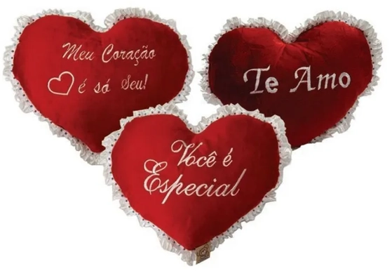 M352 CORACAO GG BORDADO C/RENDA 34X15CM