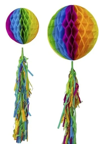 FJE2-2R ENFEITE BOLA JUNINA COLORIDA NEON COM RABICHO 2 UNID