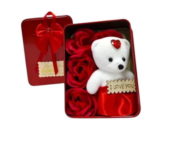 GF133726 URSINHO E FLORES NA CAIXA 14X10CM