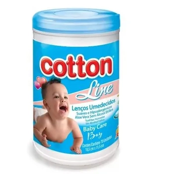 001767 LENCO UMEDECIDO COTTON BABY CARE AZUL C/70
